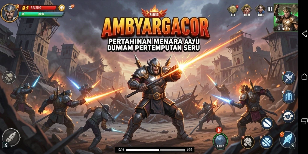 Tampilan gameplay menegangkan dari AMBYARGACOR di Tower Defense.