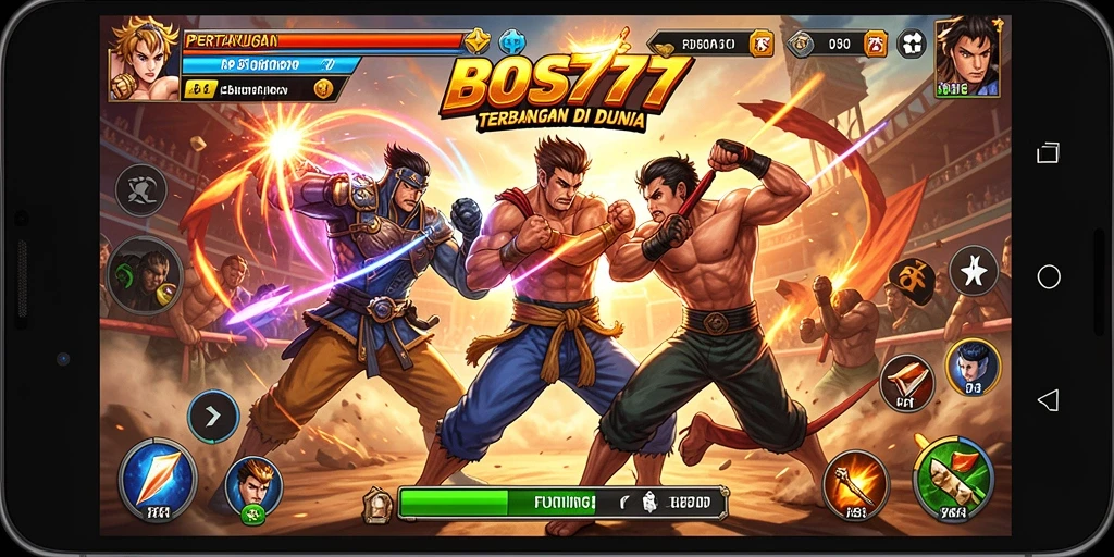 Tampilan grafis seru dari gameplay Fighting di BOS777.
