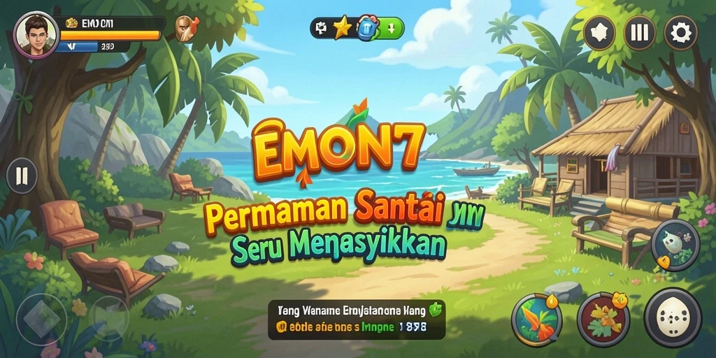 Screenshot EMON77 menampilkan gameplay santai dan interaktif.