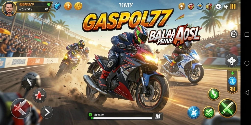 Gameplay seru GASPOL77 dengan berbagai trek balapan motor.