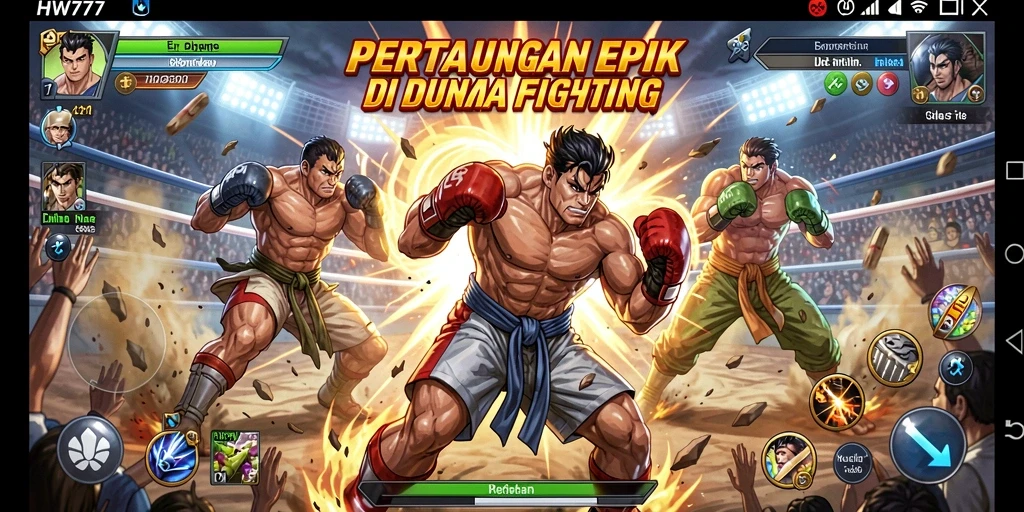 Tampilan gameplay HW777 yang mendebarkan dengan pertarungan intens.