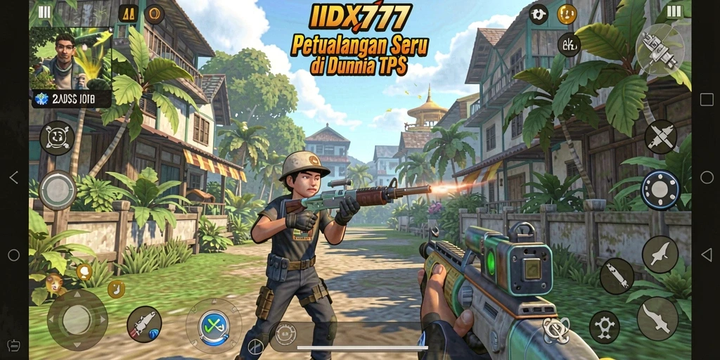 Tangkapan layar dari gameplay seru IDX777 di dunia TPS.